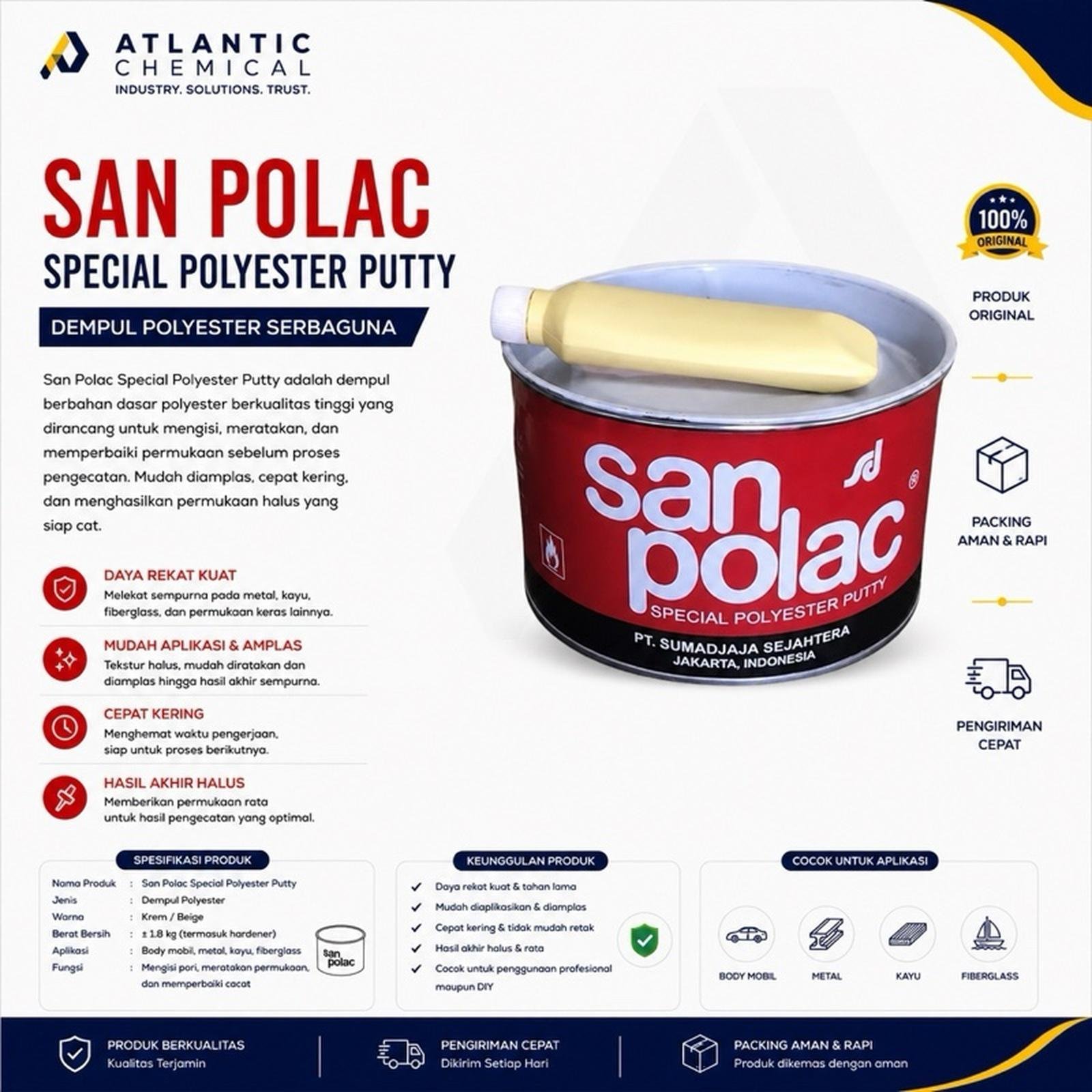 SANPOLAC DEMPUL POLYESTER PUTTY (1 KG)